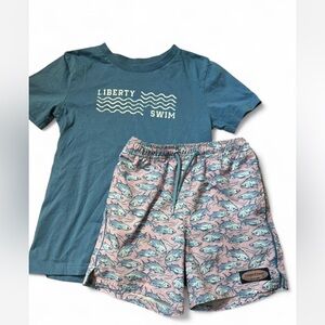 Boys Nordstrom T-Shirt and Boys Vineyard Vines Swim Trunks - 7/8